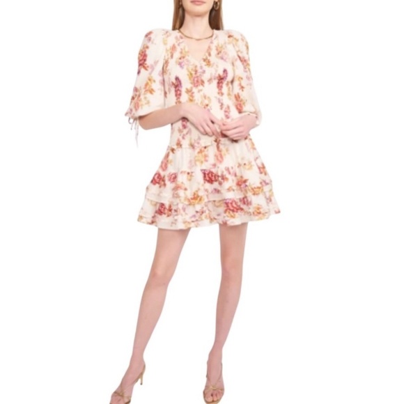 En Saison Elma Mini Dress Floral Smocked Boho Small - Picture 14 of 14